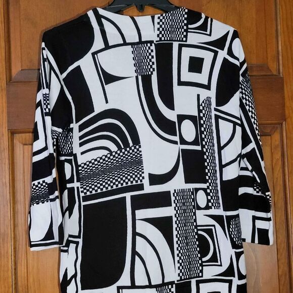 Women's Size Small Just B Black White Crewneck Cardigan with Bling - Picture 5 of 6